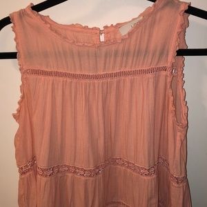 Loft Coral Tiered Eyelet Tank Top